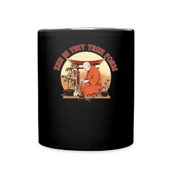 bonsai tree plants bonsai tree funny zen monk - Full Colour Mug - black - Front