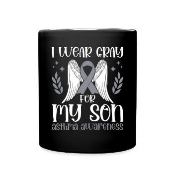 Ich Trage Grau Für Meinen Sohn - Tasse einfarbig - Schwarz - Vorne