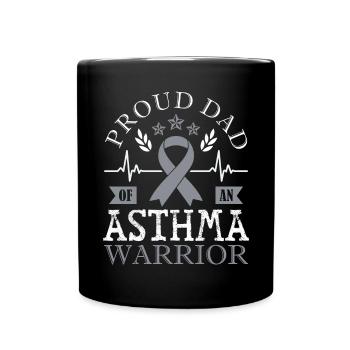 Stolzer Vater Eines Asthma-kriegers Unterstützt - Tasse einfarbig - Schwarz - Vorne