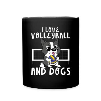 Funny Cute I Love Volleyball And Dogs Blocker Spik - Full Colour Mug - black - Front