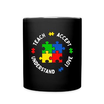 Autism Awareness Teacher Teach Accept Understand - Full Colour Mug - black - Front