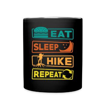 Eating, sleeping, hiking, repeating - Full Colour Mug - black - Front