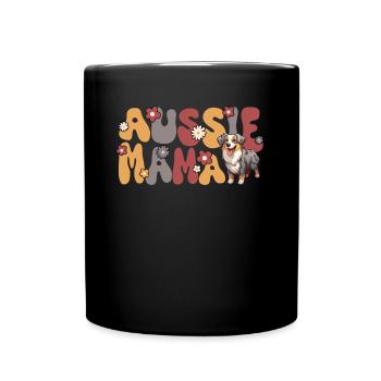 Australian Shepherd Blue Merle Groovy Aussie Mama - Full Colour Mug - black - Front