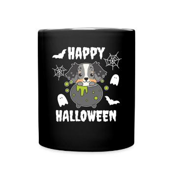 Australian Shepherd Happy Halloween Cauldron - Full Colour Mug - black - Front