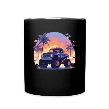 camion monstre - Mug uni - noir - Devant