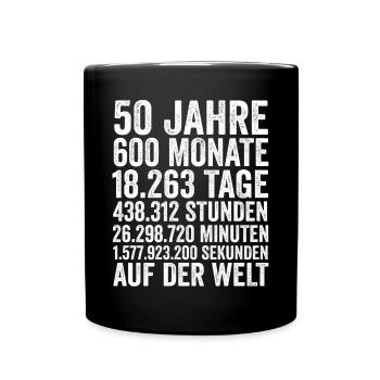 50 Jahre Fünfundvierzigster Geburtstag - Tasse einfarbig - Schwarz - Vorne