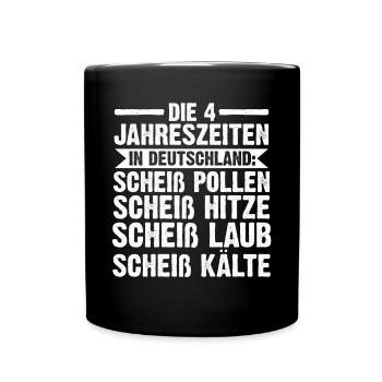 Katze Die 4 Jahreszeiten In Deutschland - Tasse einfarbig - Schwarz - Vorne