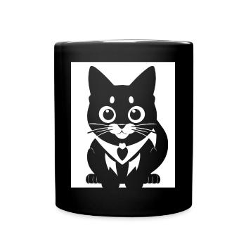 Lustige Katzensilhouette Freche Spaßkatzen - Tasse einfarbig - Schwarz - Vorne