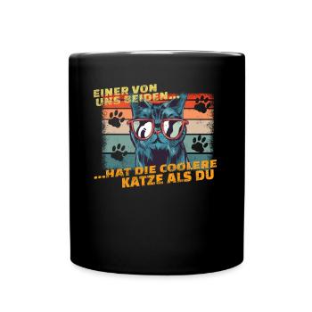 Katzenfreund, Katzenzubehör Geschenk - Tasse einfarbig - Schwarz - Vorne
