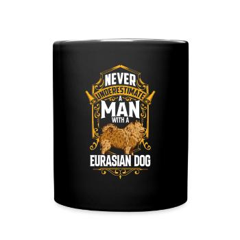 Man with Eurasier Eurasian Spitz - Full Colour Mug - black - Front
