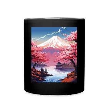 Mount Fuji Japanese Landscape Art Print - Tasse einfarbig - Schwarz - Vorne