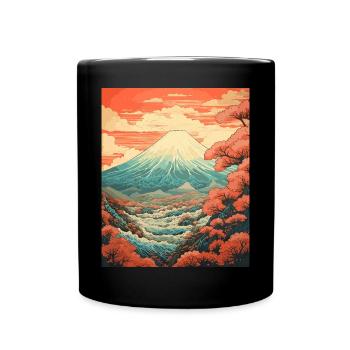 Mount Fuji Japanese Landscape Art Print - Tasse einfarbig - Schwarz - Vorne