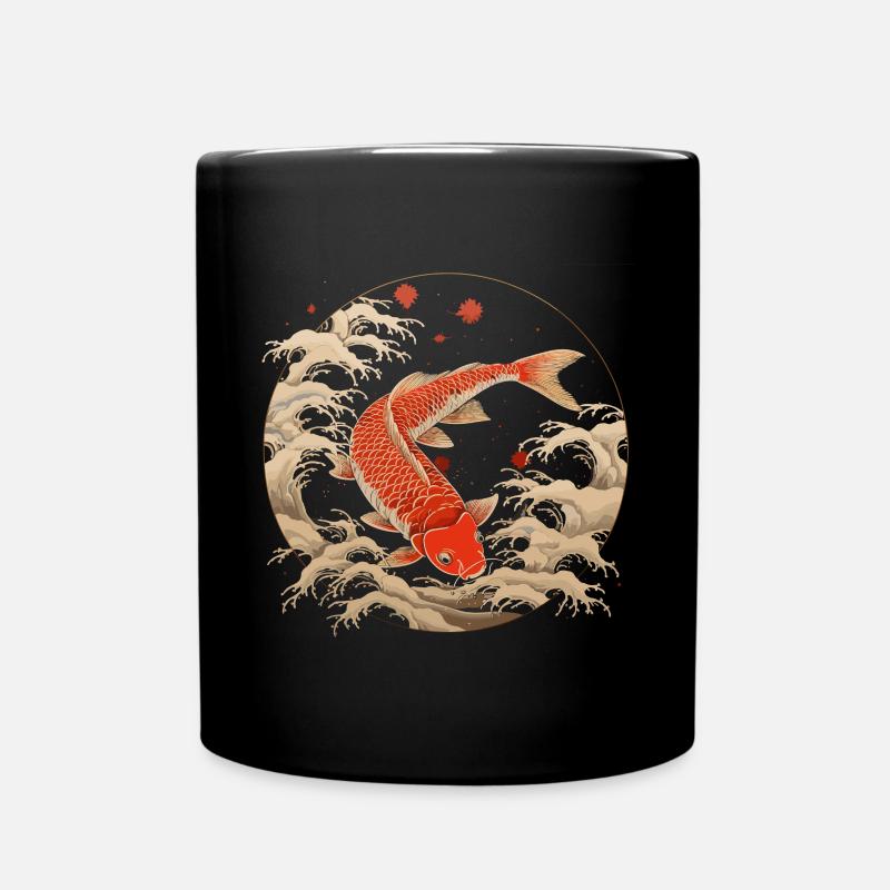 Japanese Koi Fish Art Print - Tasse einfarbig - Schwarz