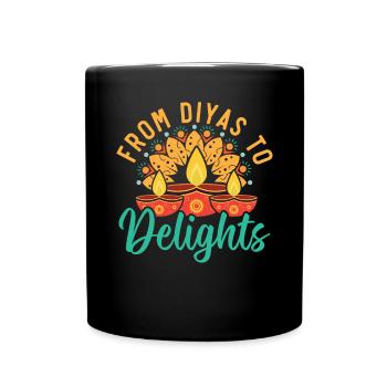 Happy Diwali Diwali Festival Indian Hindu Hinduism - Full Colour Mug - black - Front