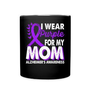 Wear purple for mom's support - Full Colour Mug - black - Front