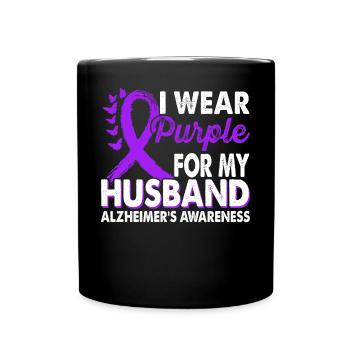 Wear purple for the husband support of the - Full Colour Mug - black - Front