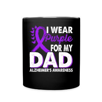 Wear purple for Papa Alzheimer's Awareness - Full Colour Mug - black - Front
