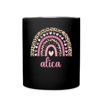 Alica Regenbogen Name Geburtstag Alica - Tasse einfarbig - Schwarz - Vorne