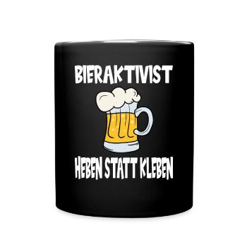 Bieraktivist Heben statt Kleben - Tasse einfarbig - Schwarz - Vorne