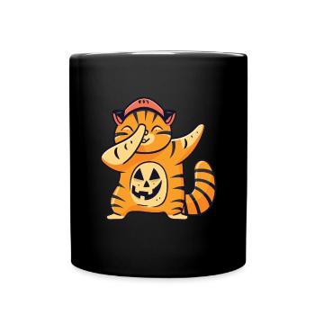 Cat Halloween Dabbing Cat Pumpkin Halloween - Full Colour Mug - black - Front
