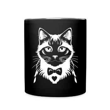 Funny Cat Silhouette Cheeky Fun Cats - Full Colour Mug - black - Front