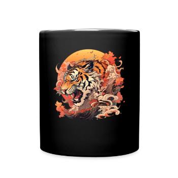 Tokyo Asia 80s Japanese Retro Tiger - Full Colour Mug - black - Front