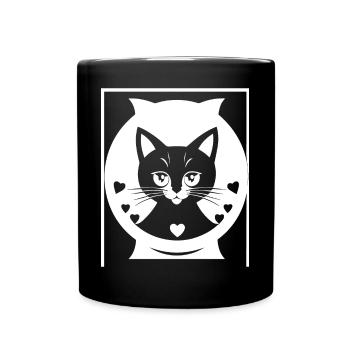 Funny Cat Silhouette Cheeky Fun Cats - Full Colour Mug - black - Front