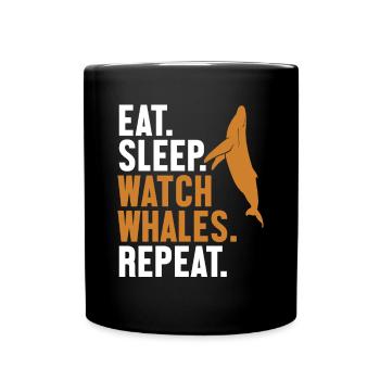 Eat Sleep Watch Baleines Repeat Cetacea Watcher - Mug uni - noir - Devant