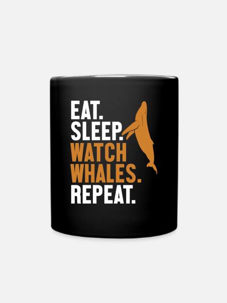 Spis Sleep Watch Whales Repeat Cetacea Watcher - Enfärgad mugg - svart