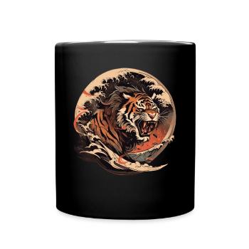 Tokyo Asia 80s Japanese Retro Tiger - Full Colour Mug - black - Front