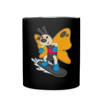 Snowboardeur papillon Snowboard - Mug uni - noir - Devant