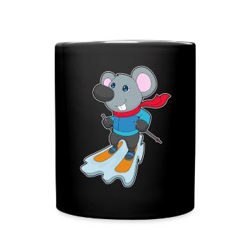Mouse Skier Ski Winter Sports - Full Colour Mug - black - Front