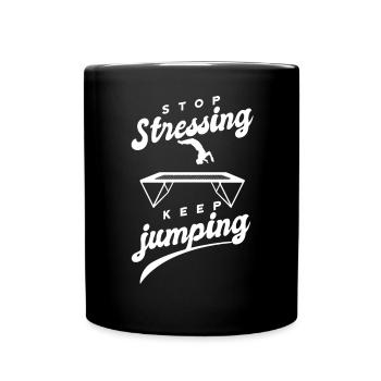 Lustige Sprüche Fitness Workout Trampolin-Sport - Tasse einfarbig - Schwarz - Vorne