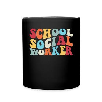 School Social Worker Retro School Social Worker - Full Colour Mug - black - Front