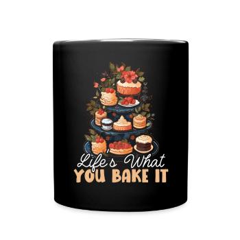 Bäcker Bäckerei Kuchen Brot Muffin Gebäck Lebensmittel Backen - Tasse einfarbig - Schwarz - Vorne