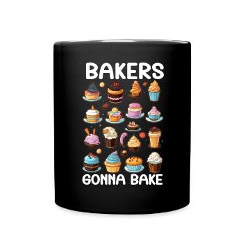 Bäcker Bäckerei Kuchen Brot Muffin Gebäck Lebensmittel Backen - Tasse einfarbig - Schwarz - Vorne