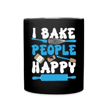 Bäcker Bäckerei Kuchen Brot Muffin Gebäck Lebensmittel Backen - Tasse einfarbig - Schwarz - Vorne