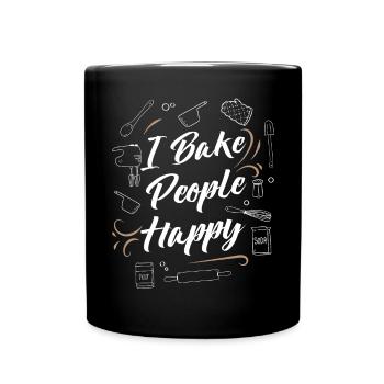 Bäcker Bäckerei Kuchen Brot Muffin Gebäck Lebensmittel Backen - Tasse einfarbig - Schwarz - Vorne