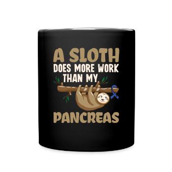 Sloth Does More Than My Pancreas - Diabetes - Full Colour Mug - black - Front