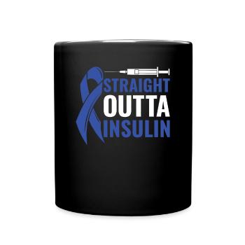 Straight Outta Insulin - Diabetes Diabetics - Full Colour Mug - black - Front