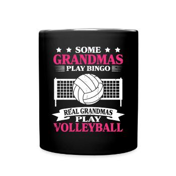 Real Grandmas Play Volleyball Sports Grandmother W - Full Colour Mug - black - Front