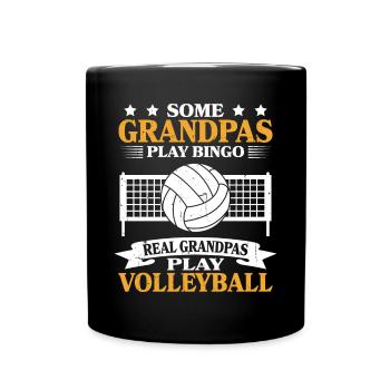 Les vrais grands-pères jouent au volleyball Sports Hommes Grandfath - Mug uni - noir - Devant
