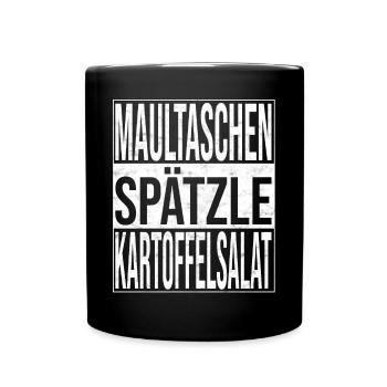 Maultaschen Spätzle und Kartoffelsalat - Tasse einfarbig - Schwarz - Vorne