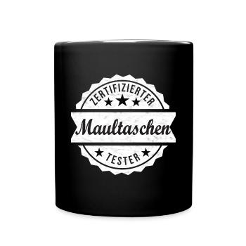 Zertifizierter Maultaschen Tester - Tasse einfarbig - Schwarz - Vorne