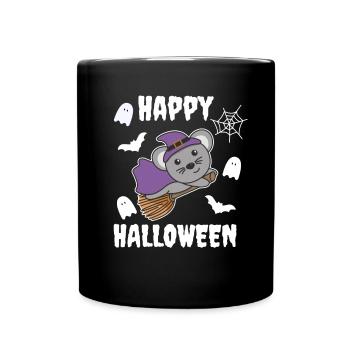 Maus Happy Halloween Hexe Kinder Hexen Kostüm - Tasse einfarbig - Schwarz - Vorne