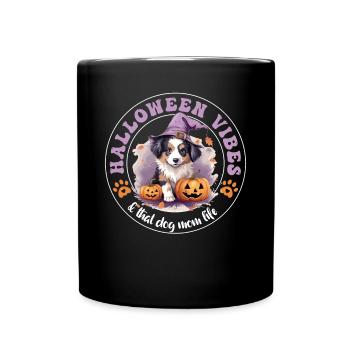 Halloween Chapeau de Sorcière Citrouille Chien Berger Australien - Mug uni - noir - Devant