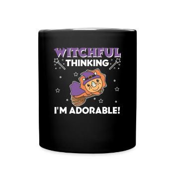 Triceratops Halloween Witch Witches I'm Adorable - Full Colour Mug - black - Front