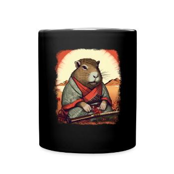 Capybara Samurai Wasserschwein - Full Colour Mug - black - Front