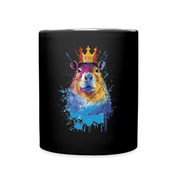 Capybara avec couronne capybara - Mug uni - noir - Devant