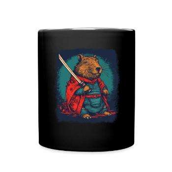 Capybara Samurai Capybara - Full Colour Mug - black - Front